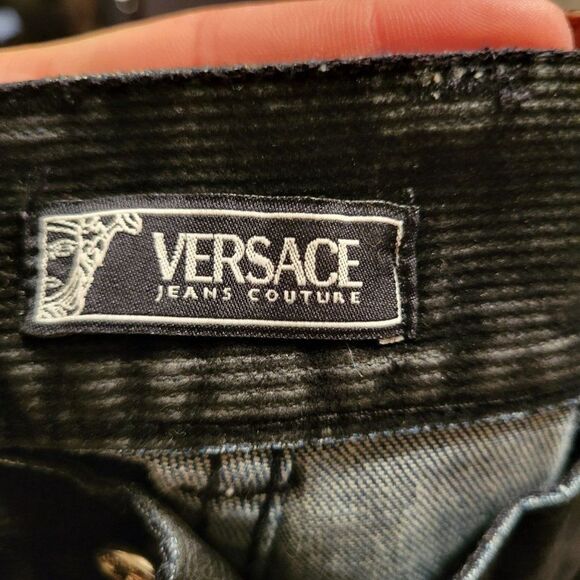Versace Jeans Couture Womens Pants Black 30 Corduroy Bootcut Flare Logo - Picture 3 of 7